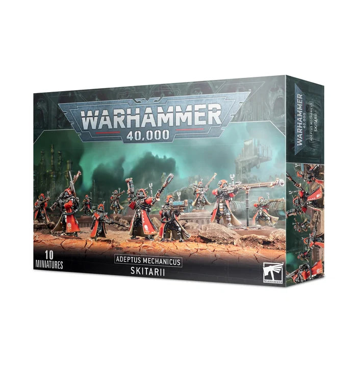 Product box featuring 10 red-cloaked cyborg warriors with long rifles against a rocky, atmospheric alien landscape.