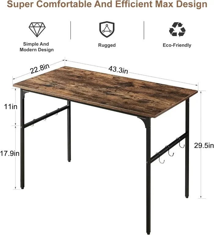 Water Proof Writing Work Adjustable Feet Computer Desk for Small Space