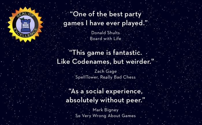 Yellow Seal of Excellence and white reviewer quotes against a dark blue background with stars.