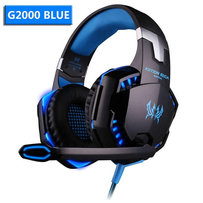 Wired Gaming Headset Headphones Surround sound Deep bass Stereo Casque Earphones with Microphone For Game XBox PS4 PC Laptop - G2000 Blue - China