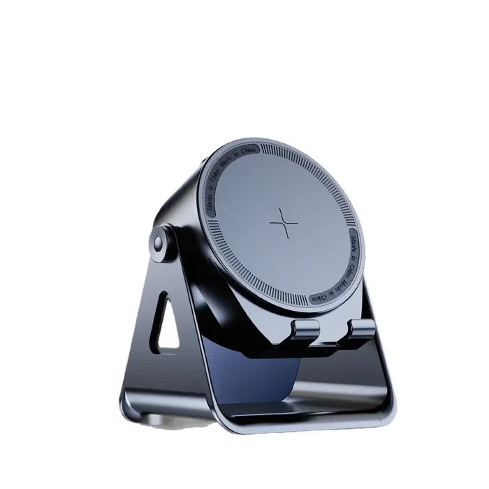 Wireless Induction Speaker with Bluetooth-compatible Speaker displayed from an angle, showcasing its sleek design and stand.