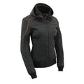 Women Soft Shell Armored Racing Style Jacket with Detachable Hood