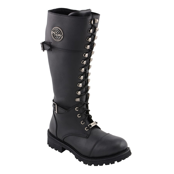 Women’s 16” Lace Front Cap Toe Riding Boot W/ Side Zipper Entry