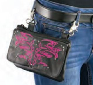 Women’s Leather Multi Pocket Belt Bag W/ Gun Holster