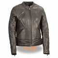 Women’s Lightweight Black Racer Jacket w/ Crinkled Arm Detailing