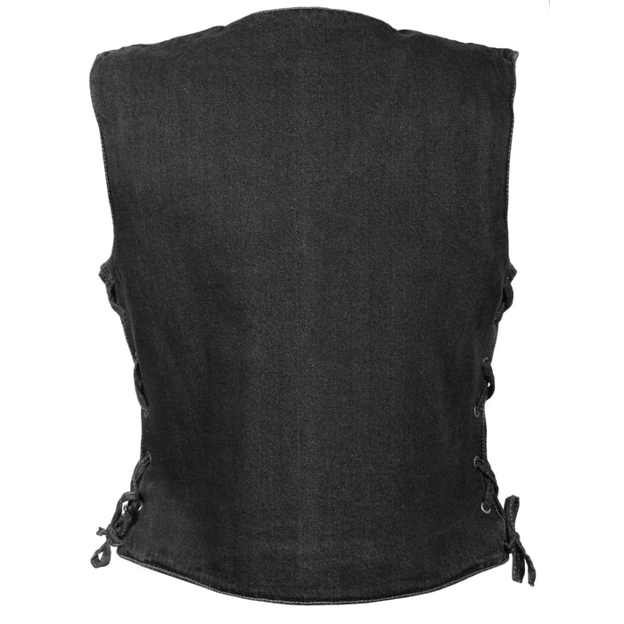 Women’s Side Lace 3 Snap Front Denim Vest