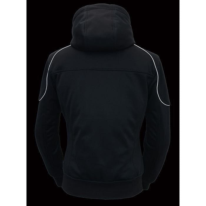 Womens Soft Shell Heated Racing Style Jacket with Detachable Hood