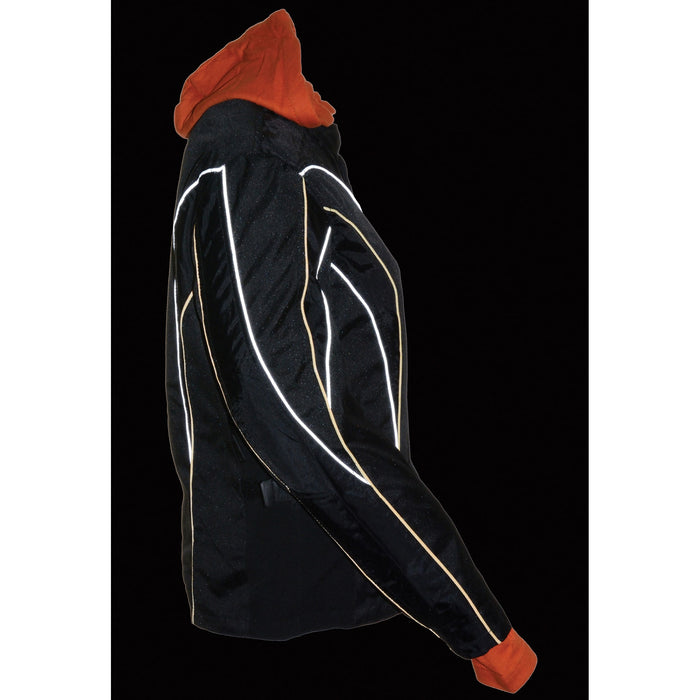 Women’s Stand Up Collar Textile Jacket w/ Reflective Piping
