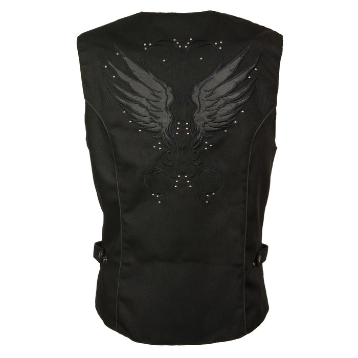 Women’s Textile Snap Front Vest w/ Wing Embroidery