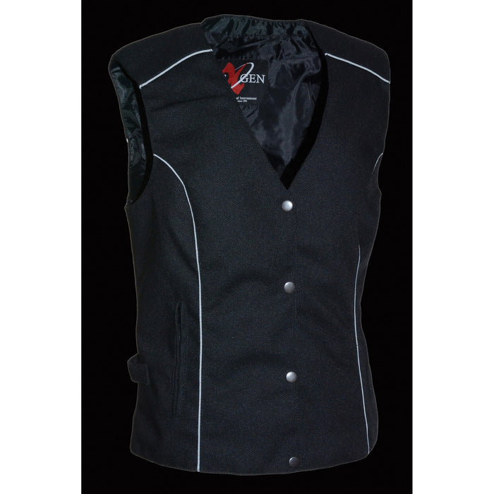 Women’s Textile Snap Front Vest w/ Wing Embroidery
