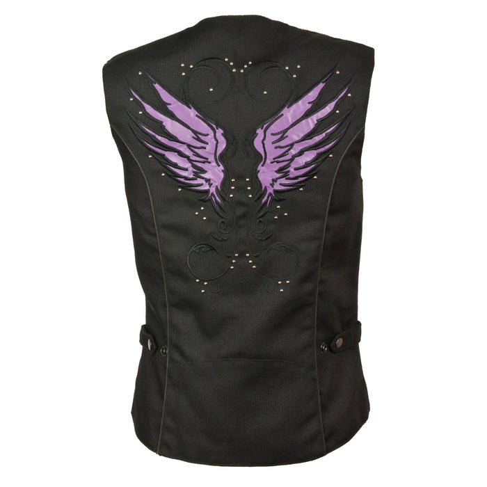 Women’s Textile Snap Front Vest w/ Wing Embroidery