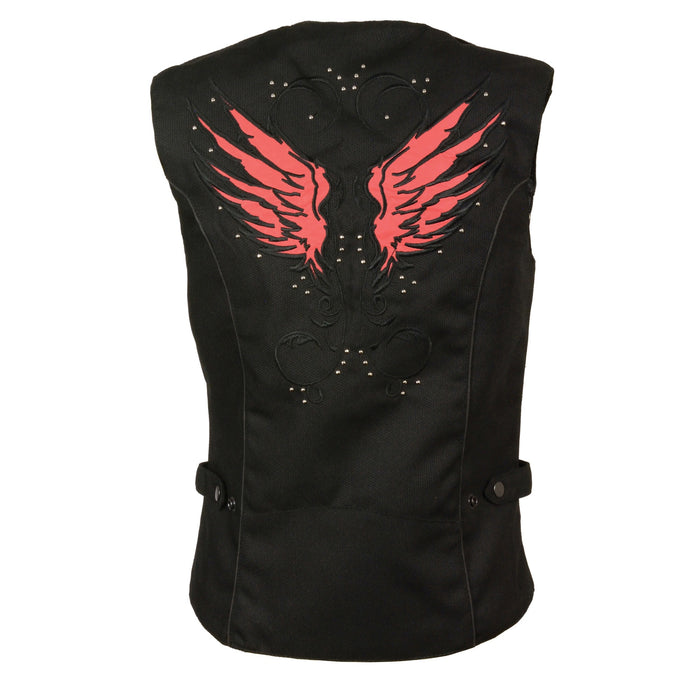 Women’s Textile Snap Front Vest w/ Wing Embroidery