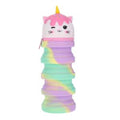 Pastel marbled collapsible case topped with a winking cat head featuring pink frosting sprinkles and a yellow horn.